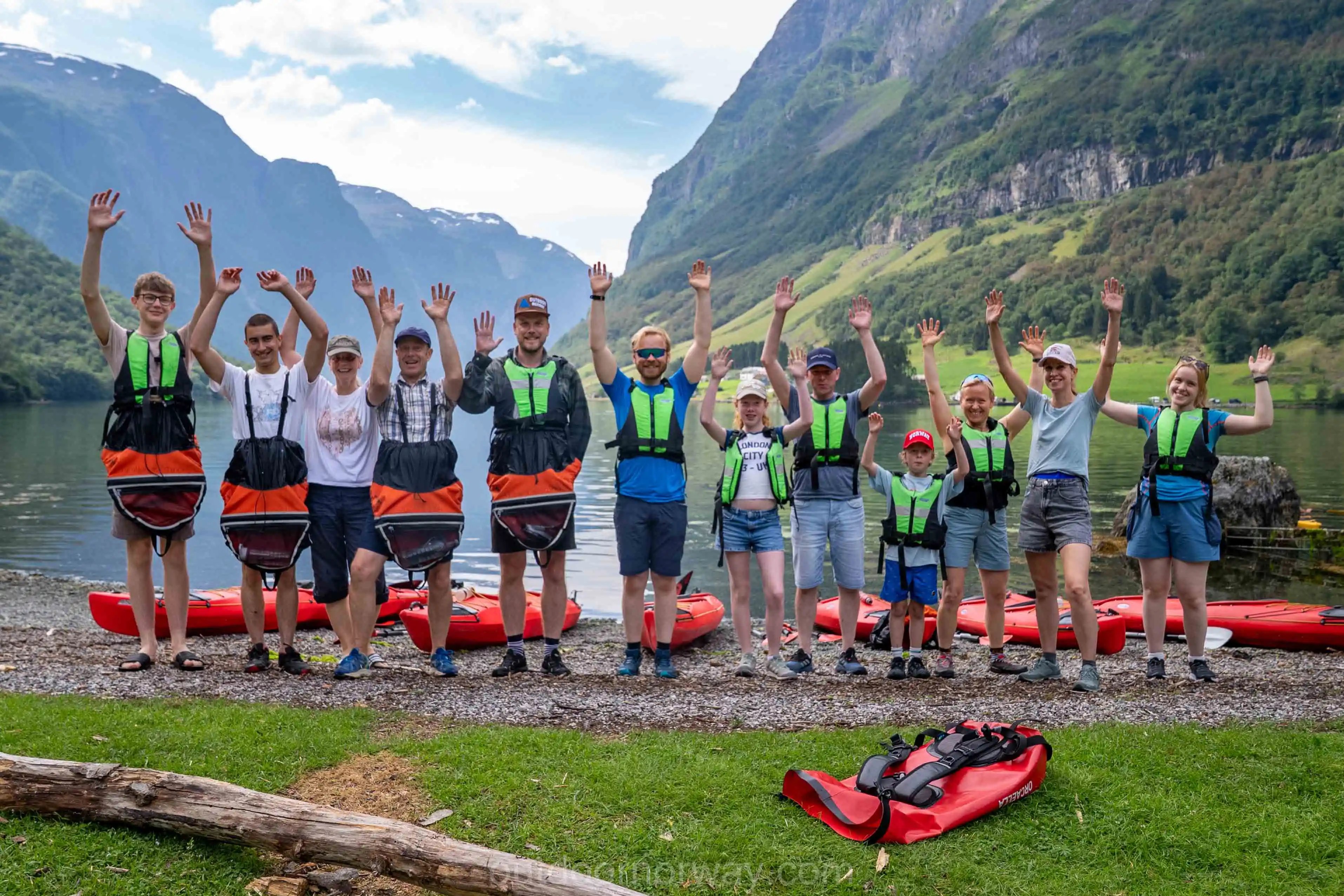 Kayakers celebrating after a successful tour