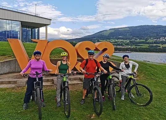 Group biking at Voss