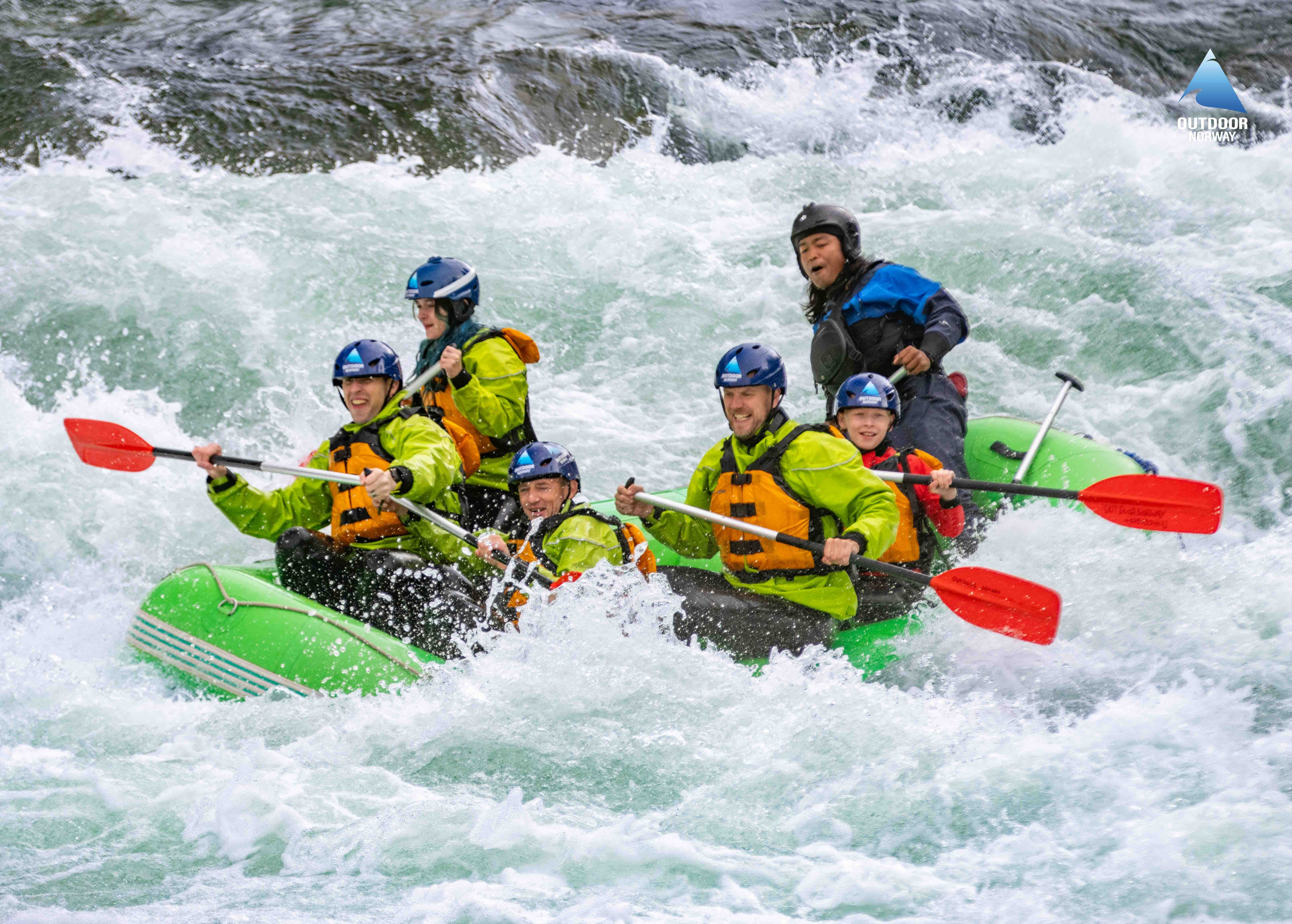 Kayakers on an exciting whitewater rafting trip in Voss, Norway, courtesy of Outdoor Norway