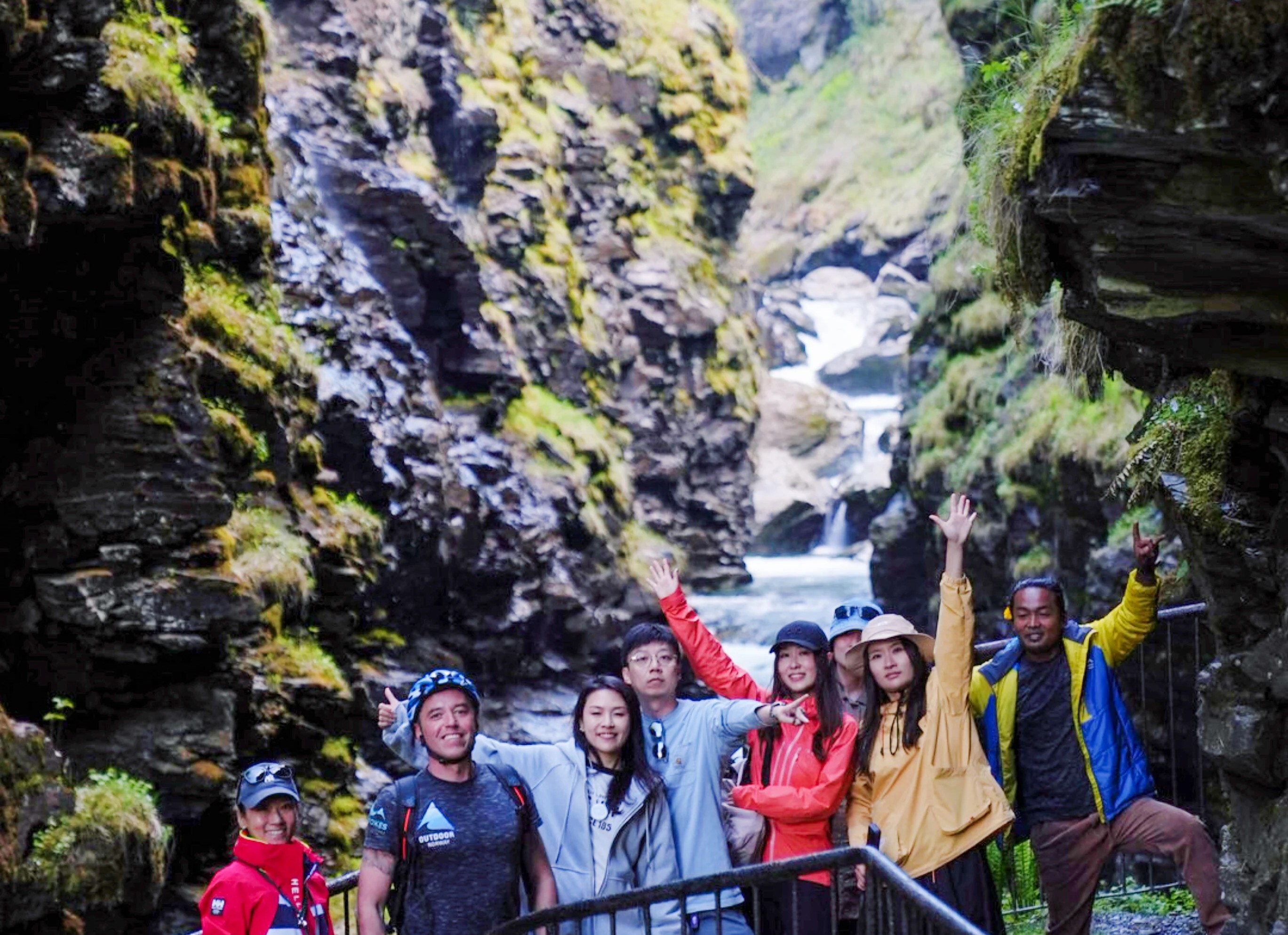 Hikers posing before a guided tour of Bordalsgjelet Gorge in Norway