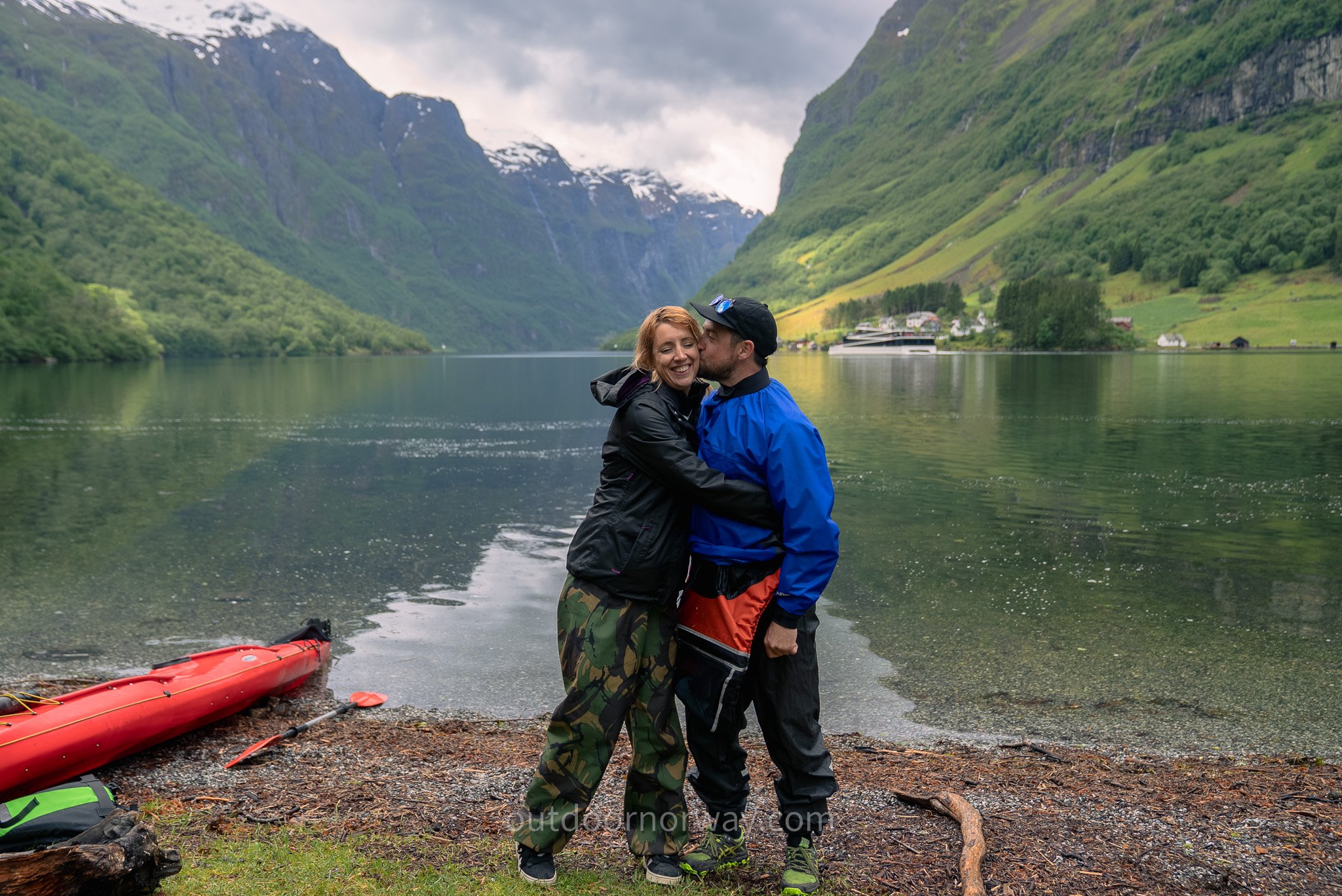 A couple fjord kayaking in norway. Valentines gift