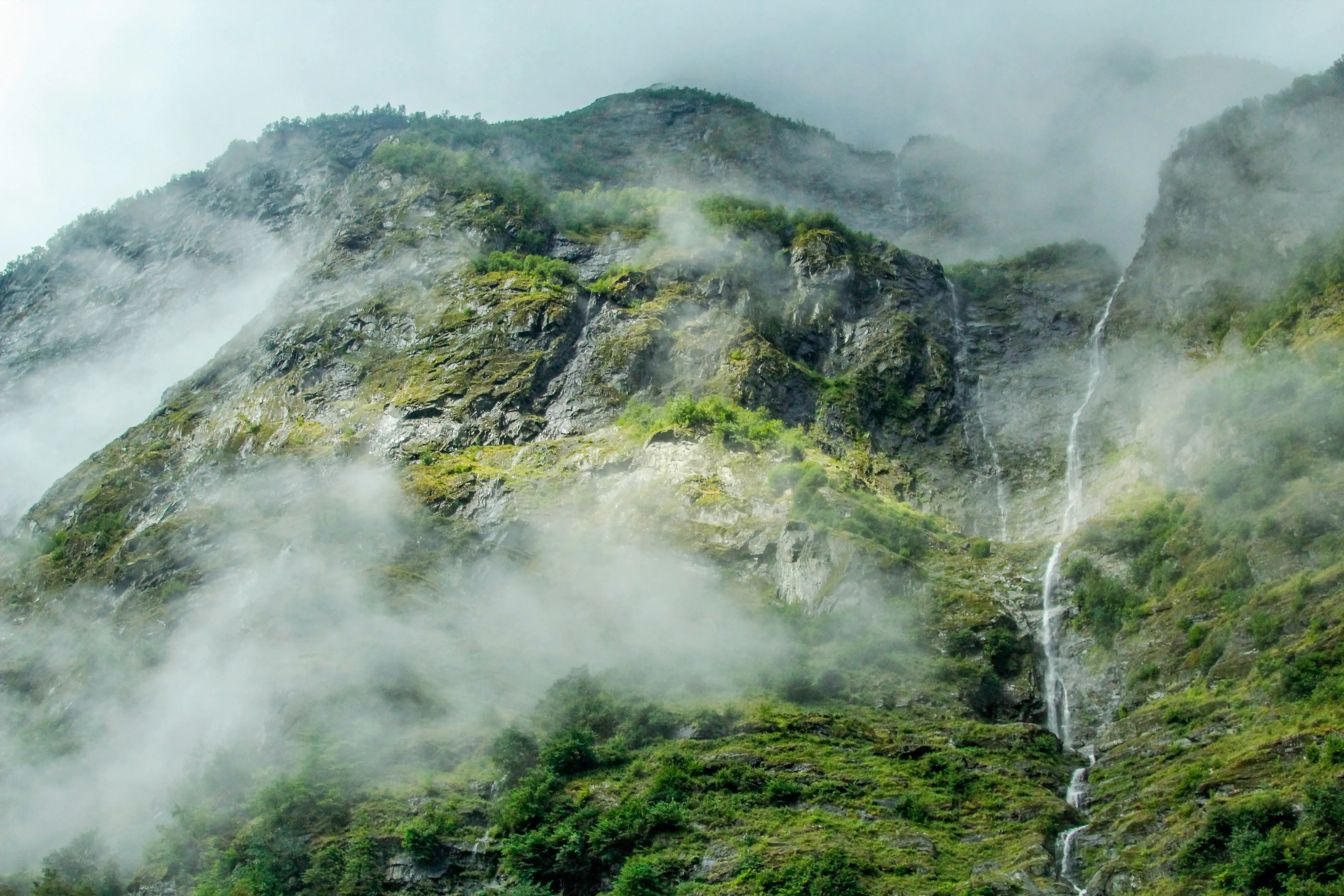 Clouds among the mountains in Fjord Norway
