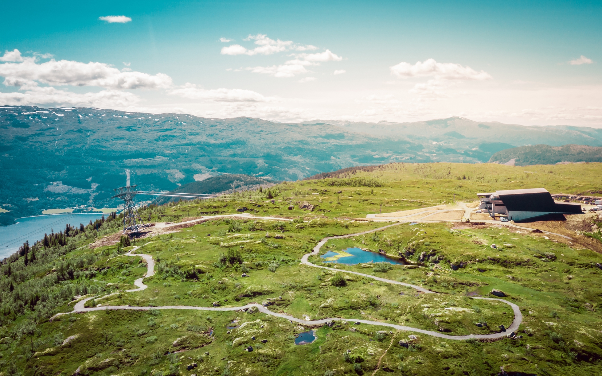 A hiking trail leading out of the Voss Gondol in Voss, Western Norway