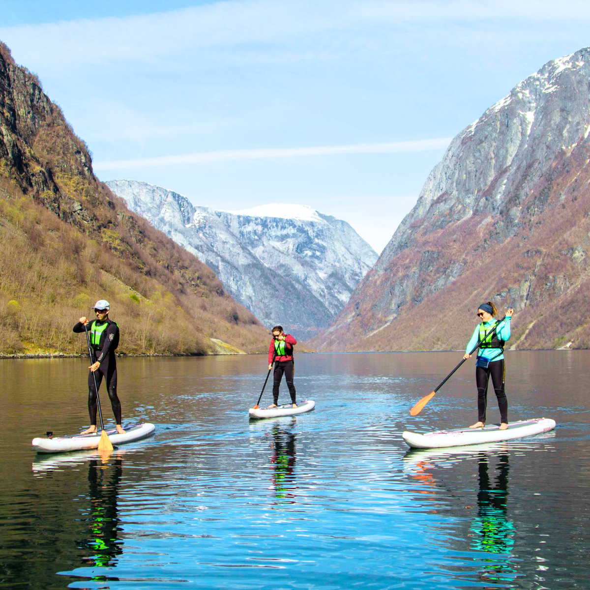 SUP-boarding on Lake Vansvatnet, one of the best attractions in Voss, Norway