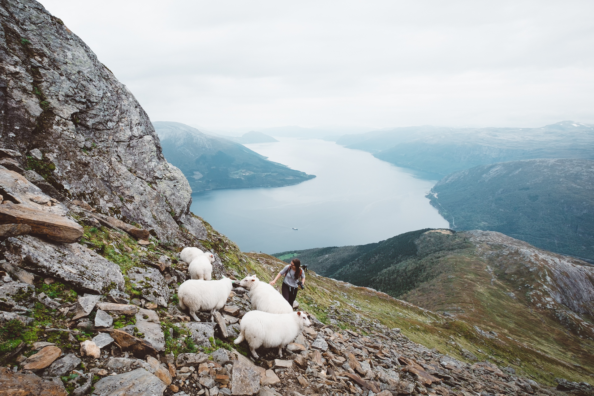 Mount Oksen - outdoor trip in Hardangerfjord - above the lake