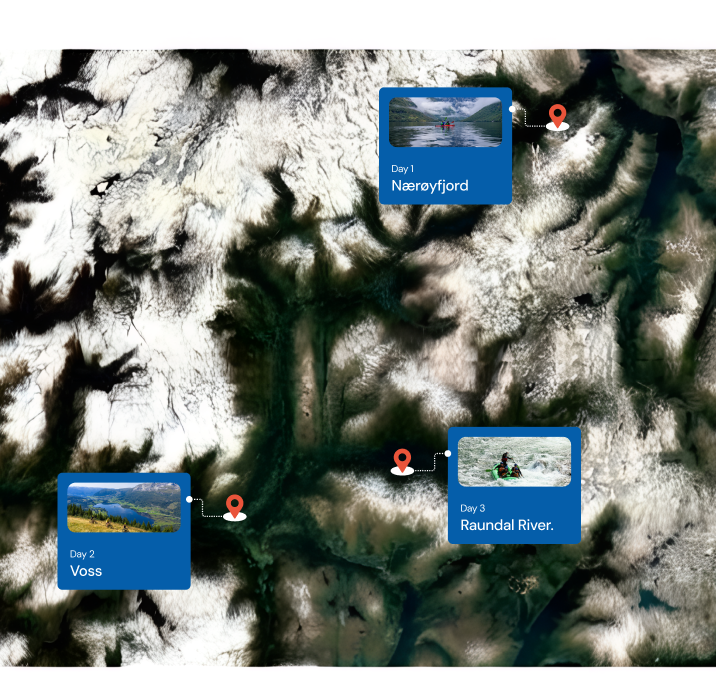 A map showing 3-day Autumn Getaway In Fjord Norway