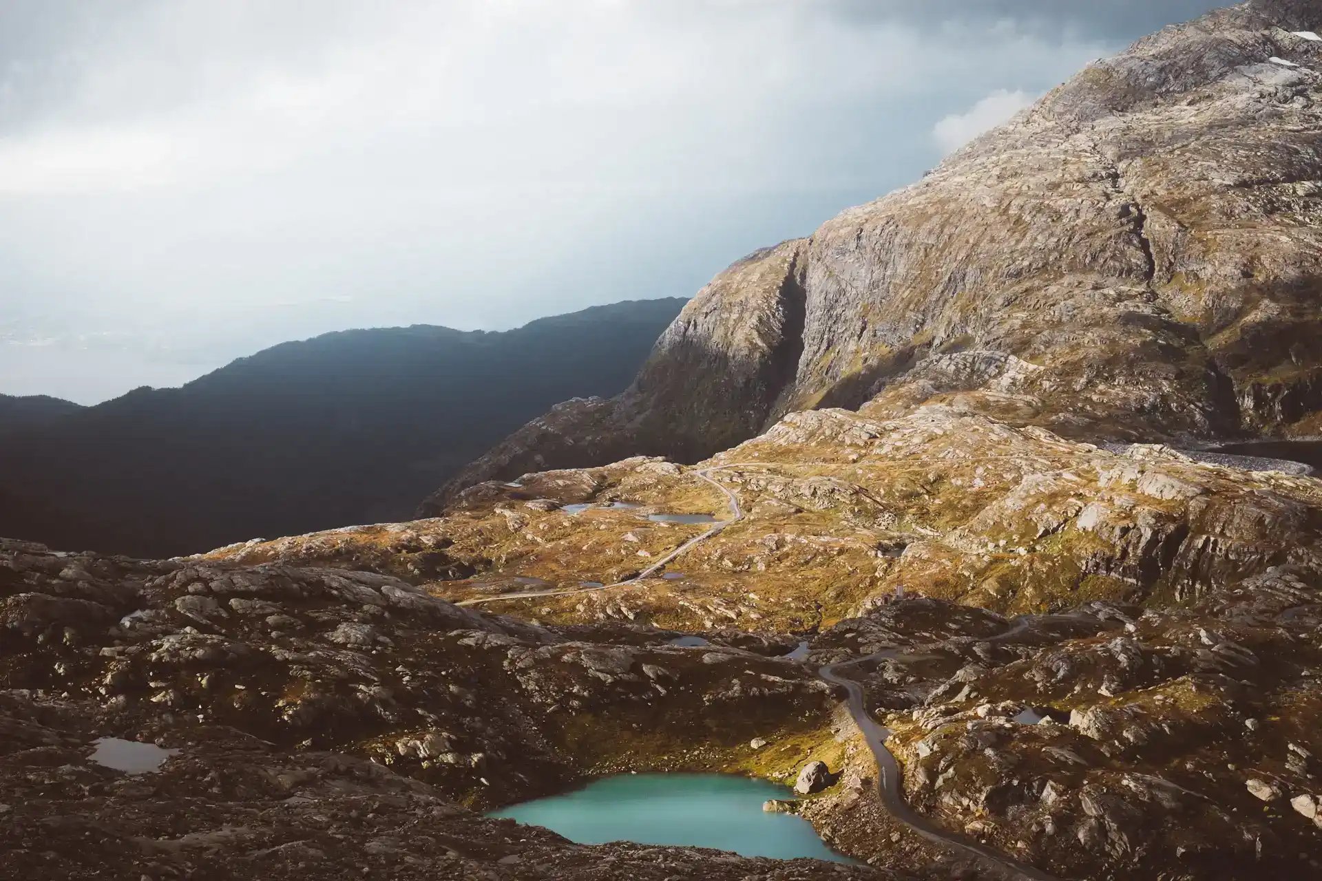 Hardangerfjord from above in Norway