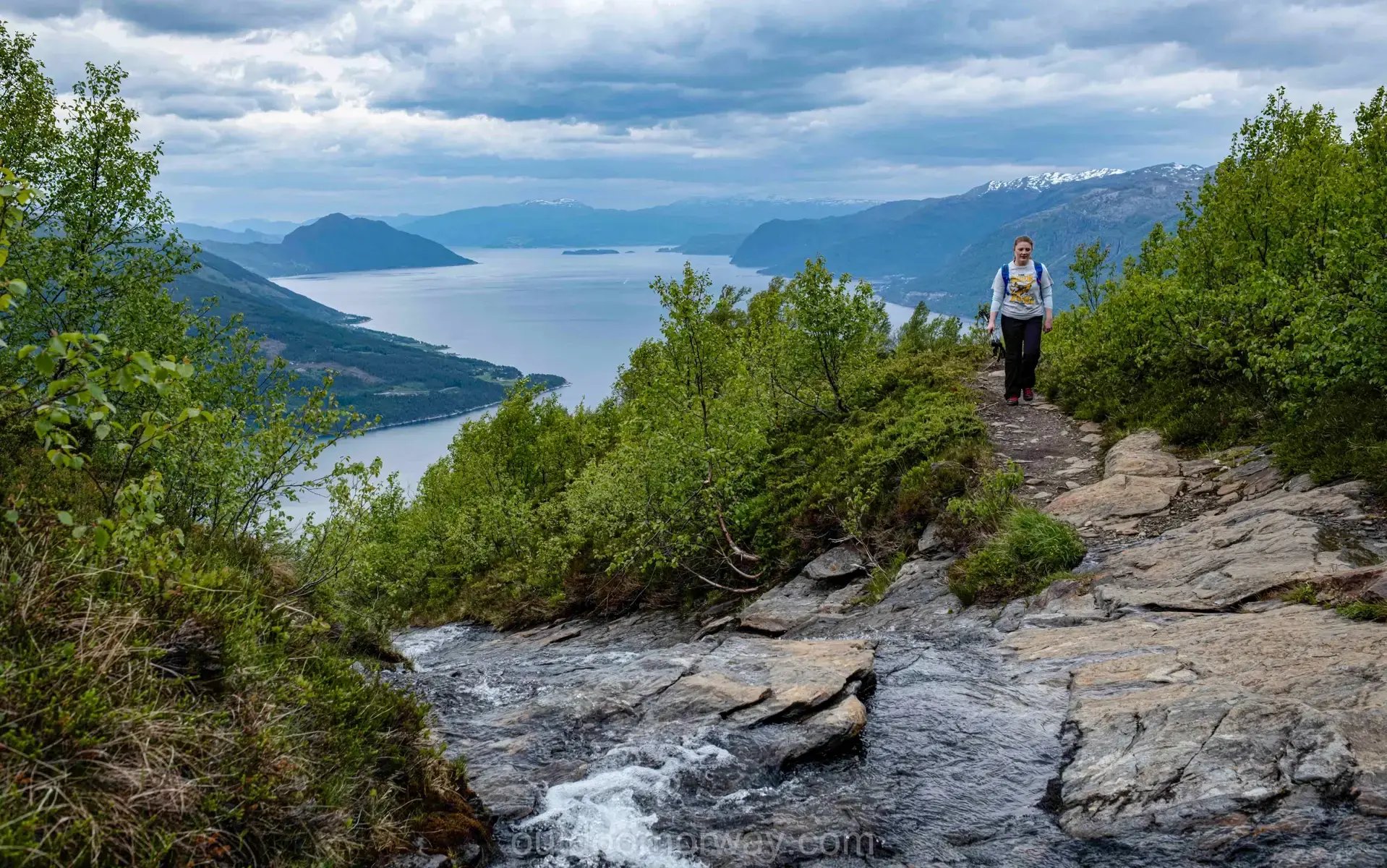 A woman on the Fjord Explorers adventure in Voss area