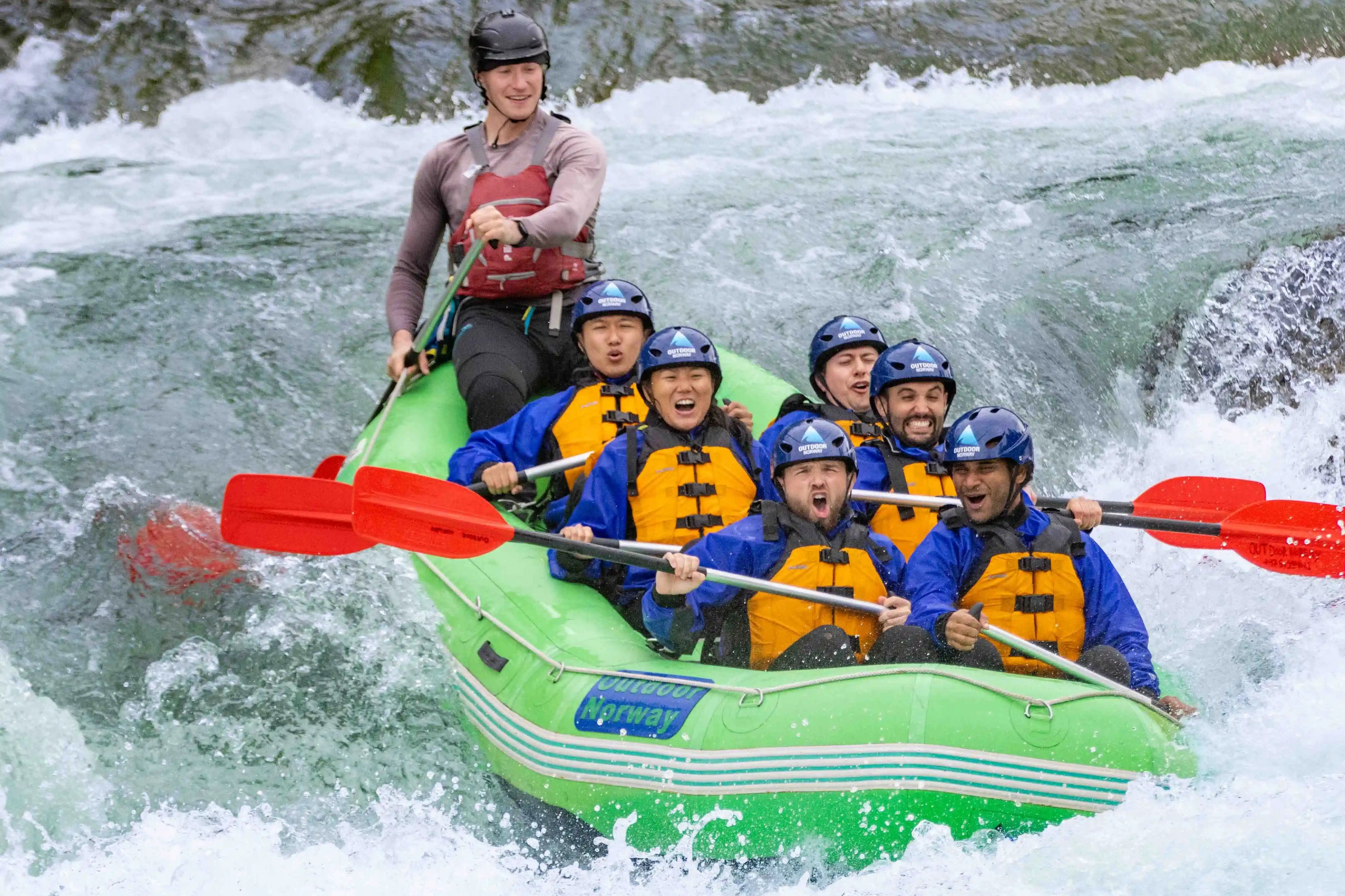 A friend group on a rafting adventure in the vicinity of Voss, Norway, on of the main reasons why visitors travel there