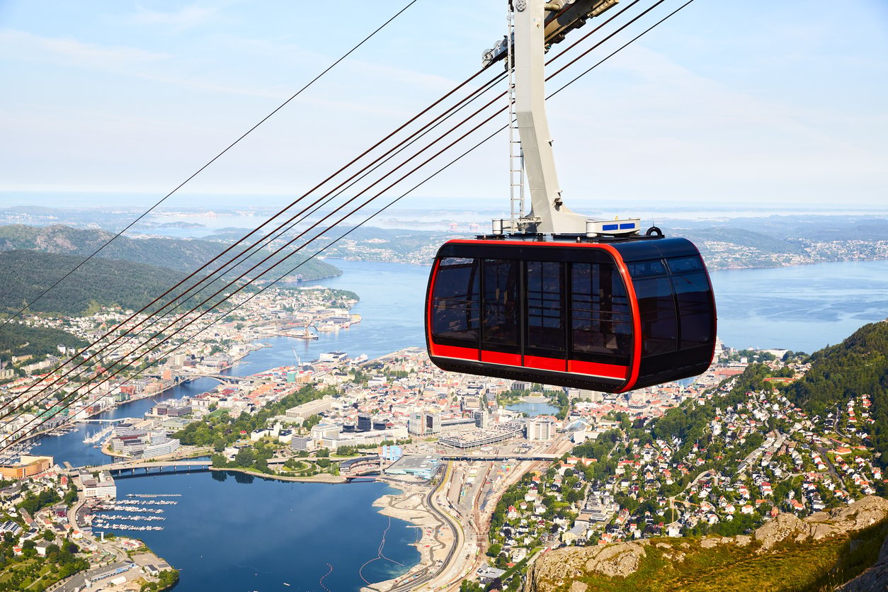 A view from the Bergen cable car in Bergen, Norway