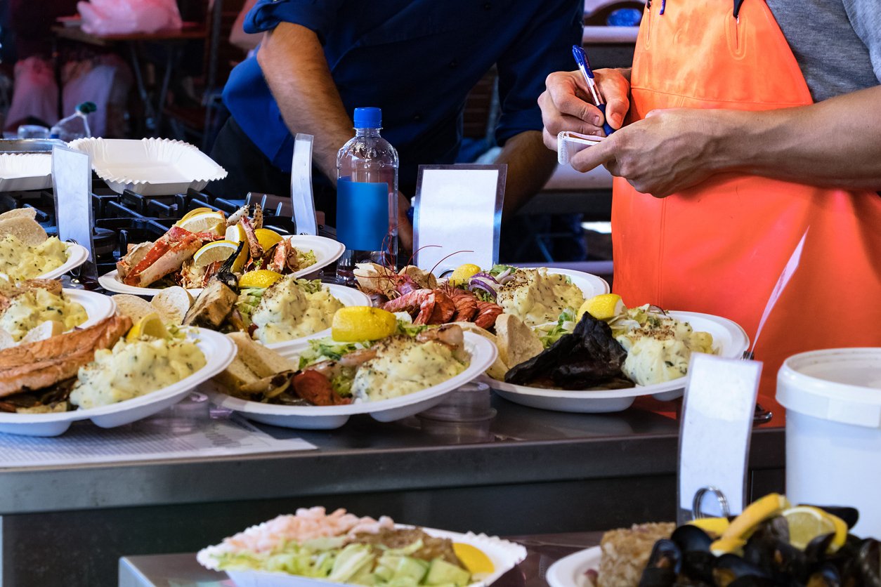 The food at the Bergen fish market in Norway