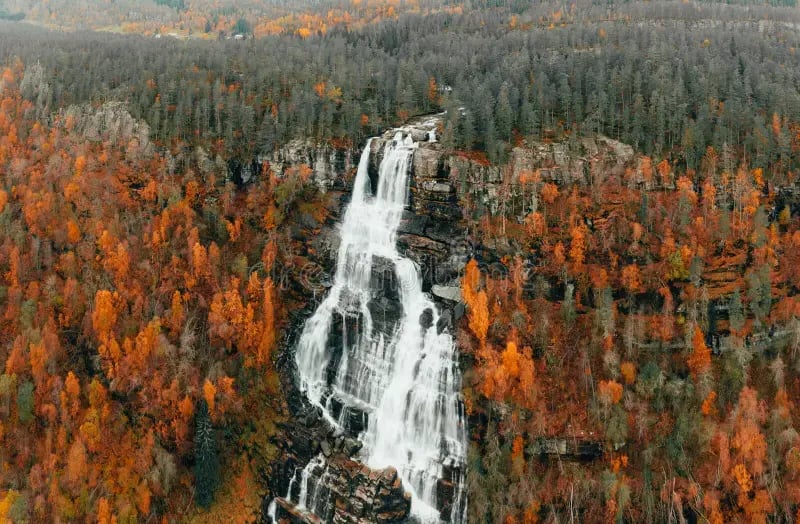 Lindfossen waterfall in Norway