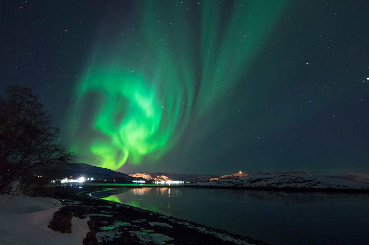 Northern Lights on location above Alta, Norway