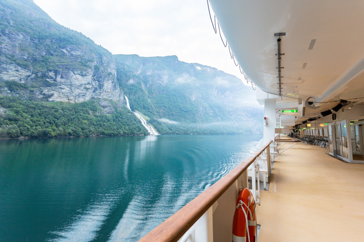 Boatside view on a Norway fjord cruise starting in Bergen