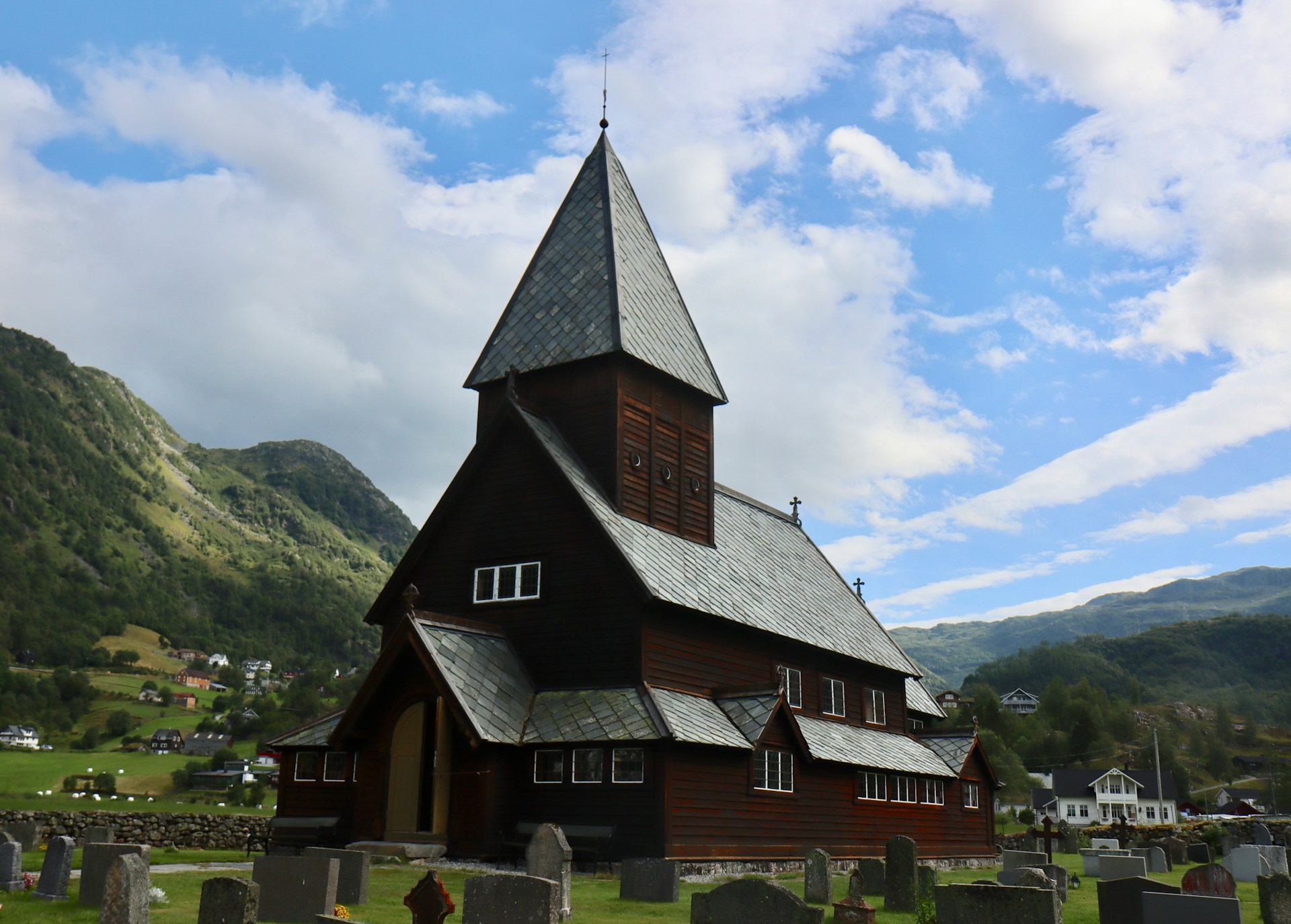 A traditional Norwegian church in Hardangerfjord, Norway