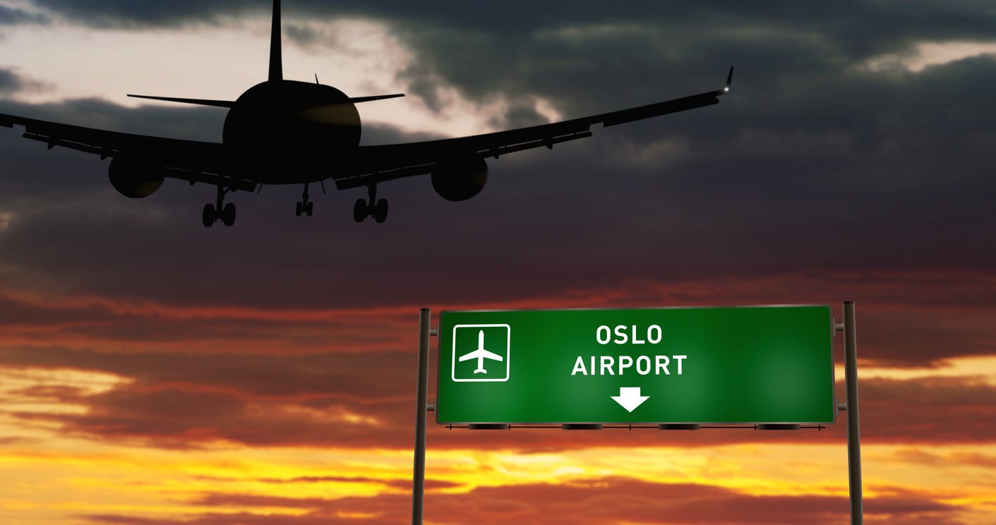 The plane leading from Oslo to Bergen, Norway