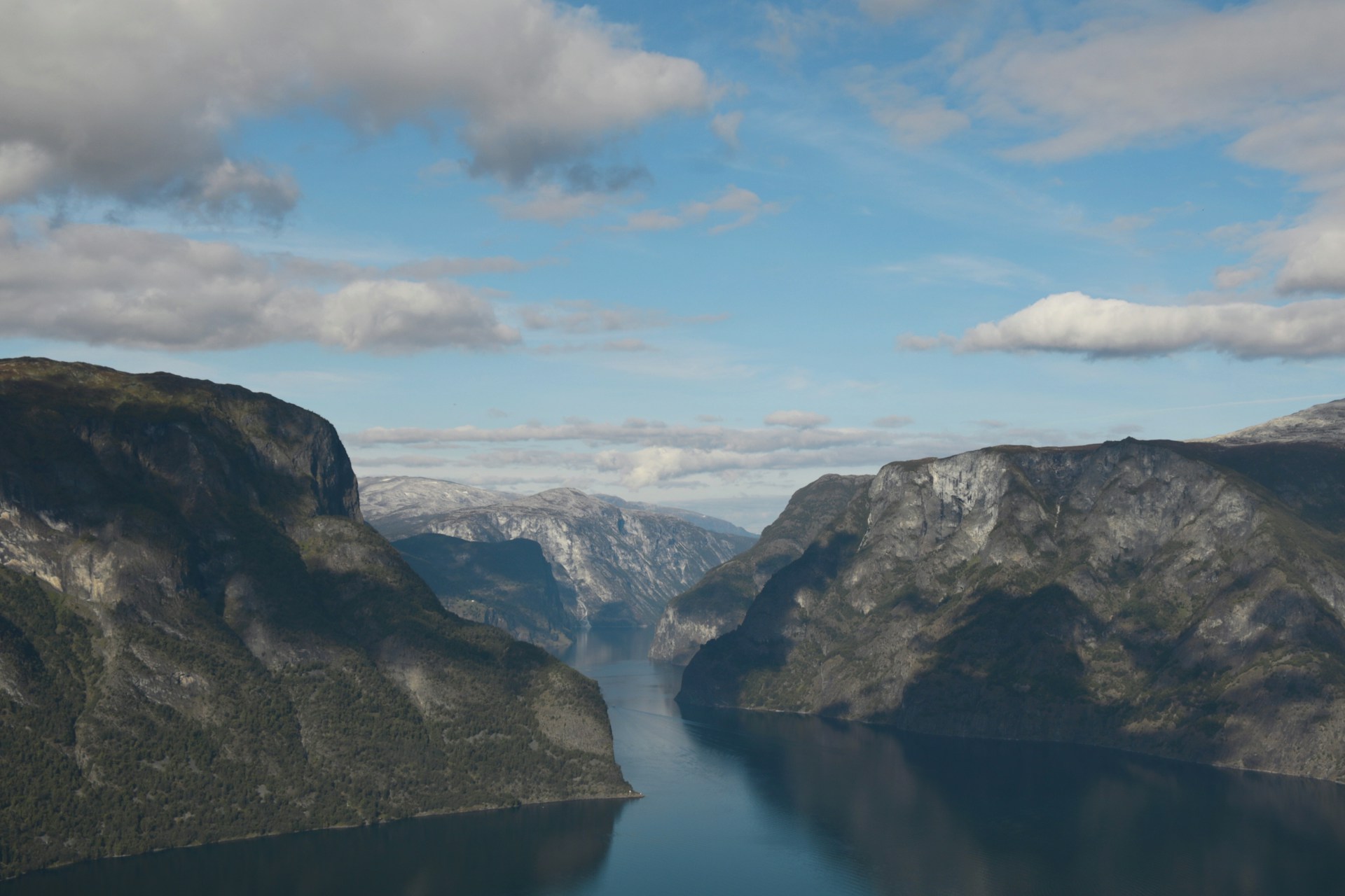 A view of the massive Sognefjord from above near Bergen, Norway