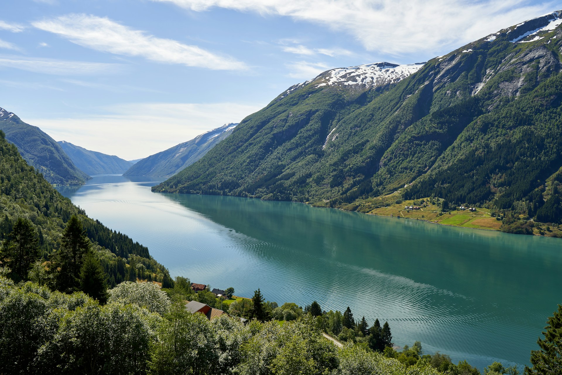 An overhead view of the Sognefjord, the longest fjord in Norway