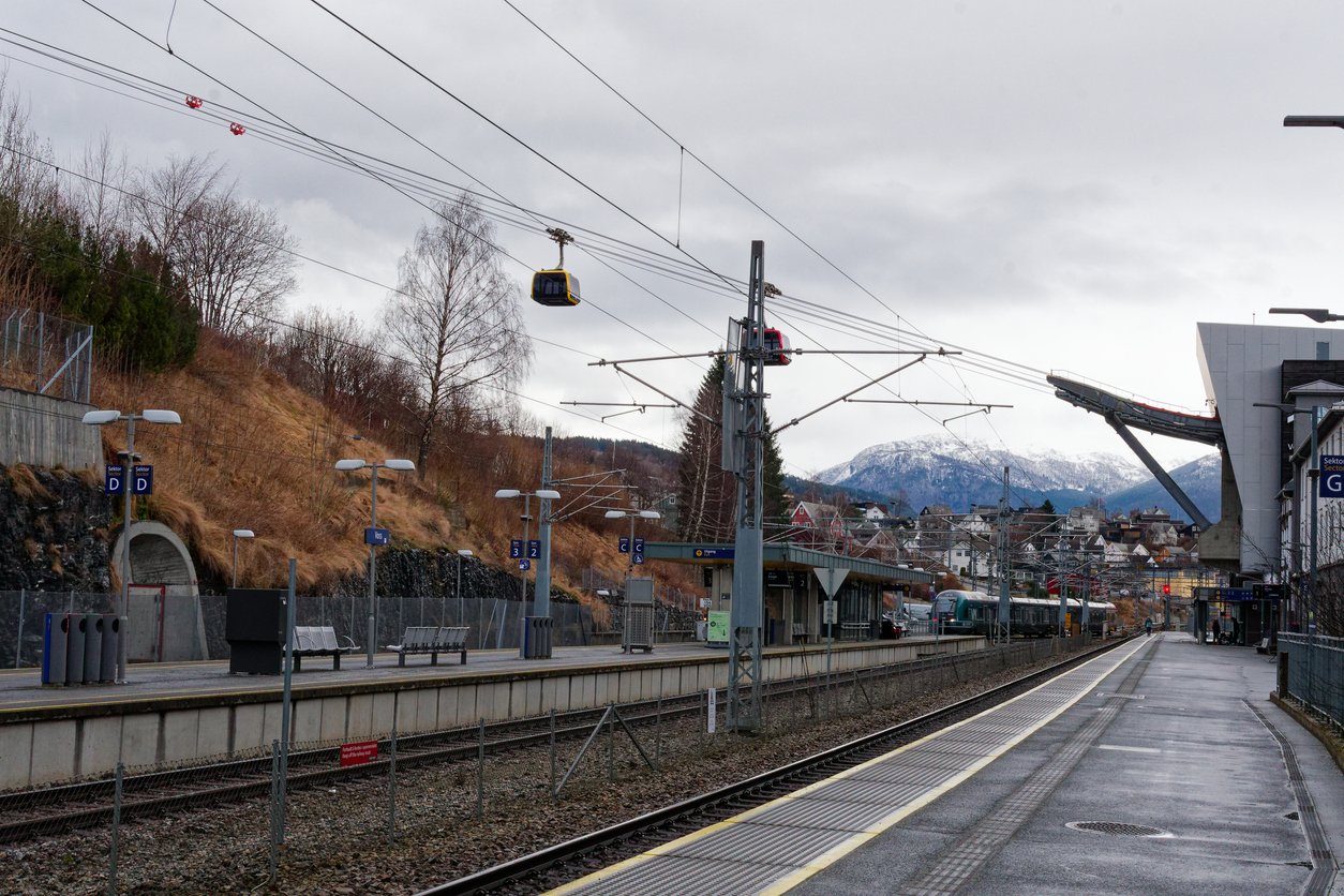 The cable car station for the Voss Gondola in Voss, Norway