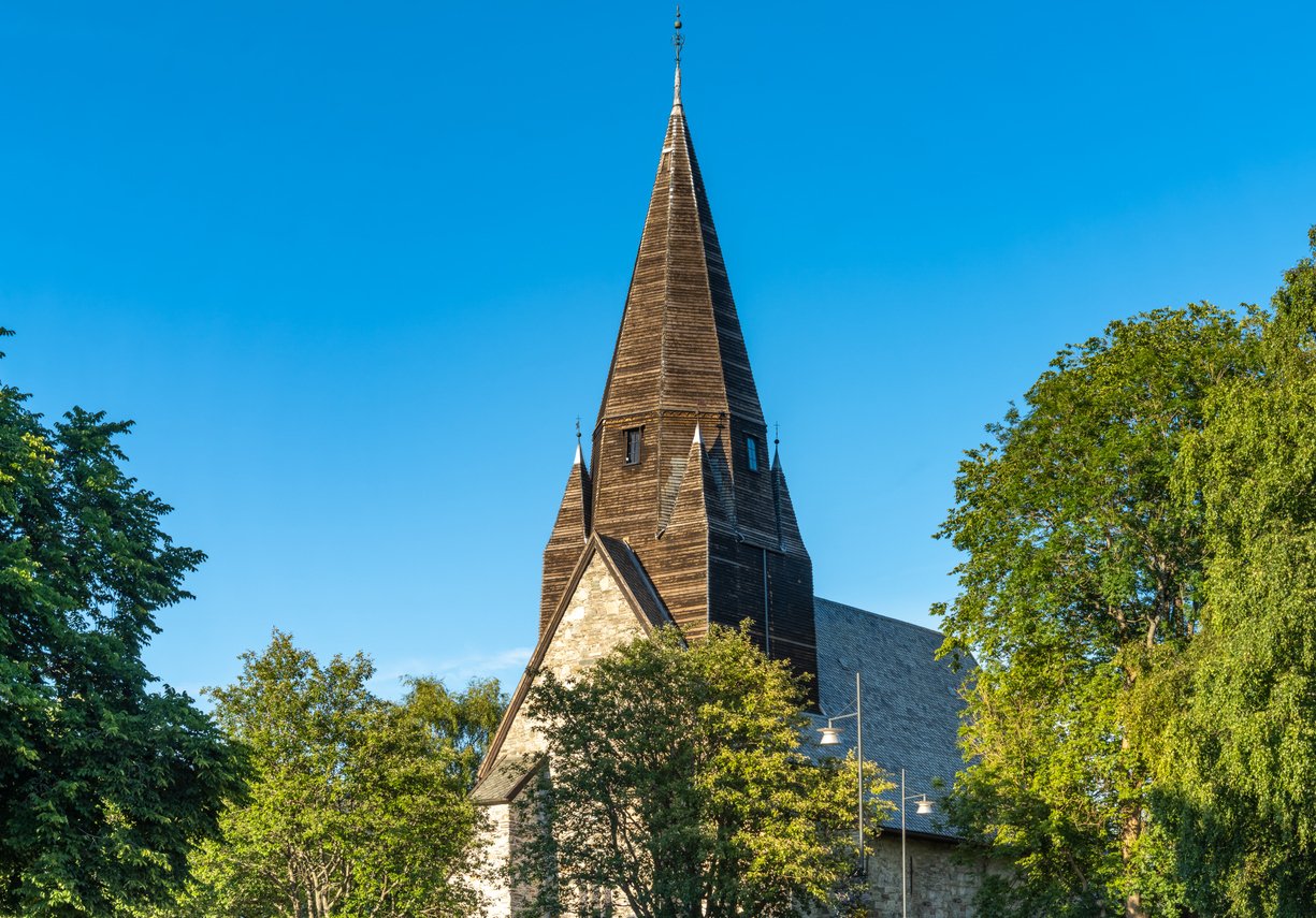 The roof of Voss church, one of the most popular attractions in Voss, Norway